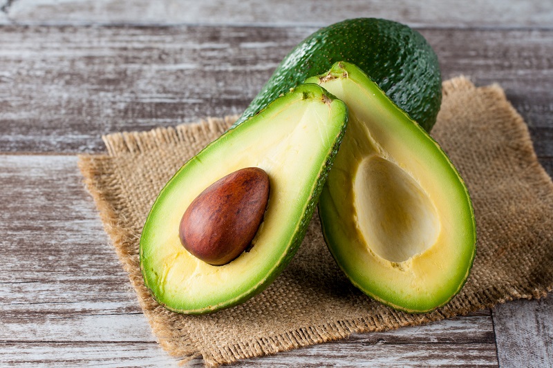 Open avocado, sliced in half